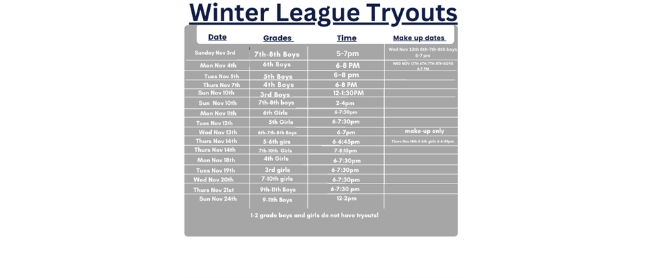 Tryout Schedule 